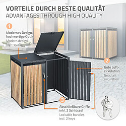 Avis ML-Design Box pour 2 Poubelles, 240L, 132x80x116,3 cm, en Acier, Anthracite/Aspect Mélèze, Résistant aux Intempéries, Habillage de Poubelle avec Couvercle Rabattable/2 Portes, Conteneur Abri Hangar