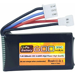 Batterie LiPo 7.4V 600mAh 35C 2S avec prise Molex - Compatible avec FMS FCX24 RC Car Truck et les véhicules d’escalade électriques