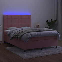 Acheter Sommier à lattes,Cadre à lattes de lit pour Adulte matelas et LED Rose 140x190 cm Velours -MN45640