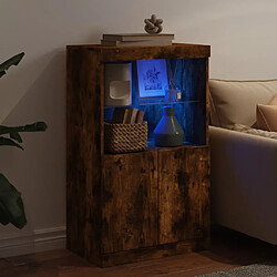 Acheter Maison Chic Commode Buffet - Meuble de rangement avec lumières LED chêne fumé 60,5x37x100 cm -GKD42285