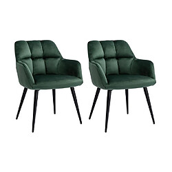 Lot de 2 chaises avec accoudoirs - Velours et métal - Vert - PEGA de Pascal MORABITO