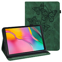 Etui en PU impression de papillons avec porte-carte vert pour votre Samsung Galaxy Tab S7