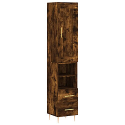 vidaXL Buffet haut Chêne fumé 34,5x34x180 cm Bois d'ingénierie