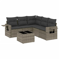 vidaXL Salon de jardin 6 pcs avec coussins gris résine tressée