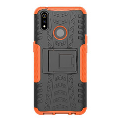 Wewoo Coque Pour OPPO Realme 3 Pro Texture de pneu TPU antichoc + PC Housse de protection avec support Orange