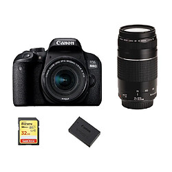 CANON EOS 800D KIT EF-S 18-55mm F4-5.6 IS STM+ EF 75-300mm F4-5.6 III + 32G SD card + LP-E17 Battery