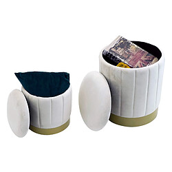 Mobili Rebecca Pouf avec rangement Rebecca Mobili Okome 44x35,5x35,5 Tissu Polyester Acier Blanc Jaune Moderne ENSEMBLE 2 pcs pas cher