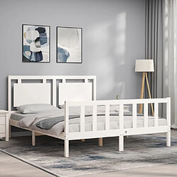 Avis Maison Chic Lit adulte - Cadre Structure de lit avec tête de lit Contemporain blanc 160x200 cm bois massif -MN88629