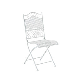 Decoshop26 Chaise de jardin en fer forgé blanc MDJ10025