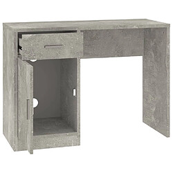 Helloshop26 Bureau table poste de travail meuble d'ordinateur informatique étude avec tiroir et armoire 100 x 40 x 73 cm gris 02_0023453