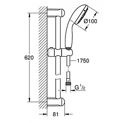 Ensemble de douche 3 jets Grohe Tempesta 100 avec barre