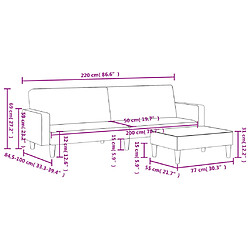 vidaXL Canapé-lit à 2 places avec repose-pied gris foncé tissu pas cher