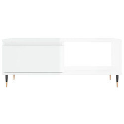 Maison Chic Table basse,Table Console Table d'appoint, Table pour salon Blanc brillant 90x50x36,5 cm Bois d'ingénierie -MN30031 pas cher