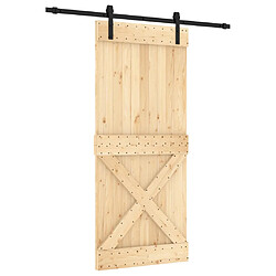 vidaXL Porte coulissante et kit de quincaillerie 90x210 cm pin massif