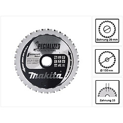 Makita Lame de scie MCCS15033E SPECIALIZED EFFICUT 150 x 20 x 1,1 mm - 33 dents pour métal (B-69325)