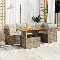 vidaXL Salon de jardin avec coussins 6 pcs beige résine tressée