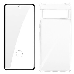 Avizar Coque pour Google Pixel 7 Pro Silicone Gel et Film Verre Trempé 9H Contour noir