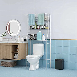 Nyana Etagère WC salle de bain 3 étagères 1 patère supérieure 166x65x25cm Blanc pas cher