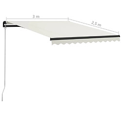 vidaXL Auvent manuel rétractable avec LED 300x250 cm Crème pas cher