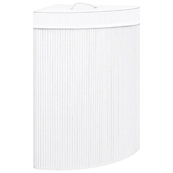 vidaXL Panier à linge d'angle Bambou Blanc 60 L