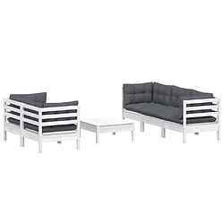 Avis Maison Chic Salon de jardin 6 pcs + coussins - Mobilier/Meubles de jardin - Table et chaises d'extérieur anthracite Bois de pin -MN85664