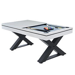 Concept Usine Table multi-jeux en bois blanc ping-pong et billard TEXAS