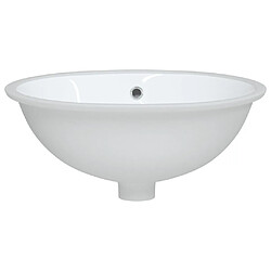 Avis vidaXL Évier de salle de bain blanc 47x39x21 cm ovale céramique