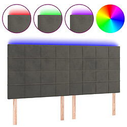 vidaXL Tête de lit à LED Gris foncé 200x5x118/128 cm Velours