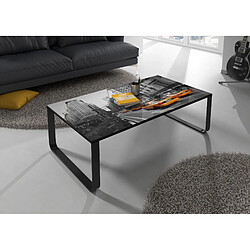 Avis Vivenla Table basse vintage gris en verre trempé sécurit L. 105 x D. 55 x H. 32 cm Collection Beekhuis