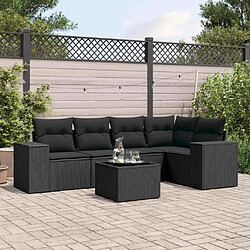 vidaXL Salon de jardin 6 pcs avec coussins noir résine tressée