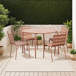 Mes Ensemble table de jardin 110 cm + 4 chaises en métal terracotta - BACA