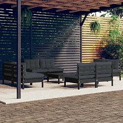 Maison Chic Salon de jardin 9 pcs + coussins - Mobilier/Meubles de jardin - Table et chaises d'extérieur anthracite Bois de pin -MN10241