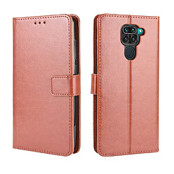 Etui en PU Cheval fou avec support marron pour Xiaomi Redmi Note 9/Redmi 10X 4G