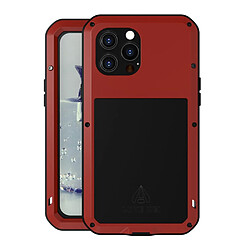 Bumper en métal LOVE MEI anti-rayures rouge pour votre iPhone 13 Pro Max 6.7 pouces