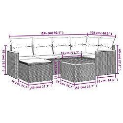 Avis Maison Chic Salon de jardin avec coussins 7 pcs | Ensemble de Table et chaises | Mobilier d'Extérieur beige résine tressée -GKD85315