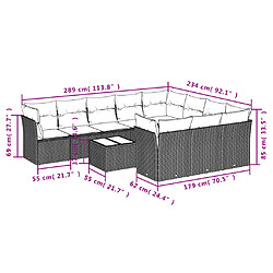 Acheter vidaXL Salon de jardin 11 pcs avec coussins beige résine tressée