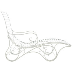 Avis Decoshop26 Chaise longue pour jardin transat en métal blanc MDJ10213