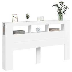 Maison Chic Tête de lit scandinave à LED,meuble de chambre blanc 180x18,5x103,5 cm bois d'ingénierie -MN35918 pas cher