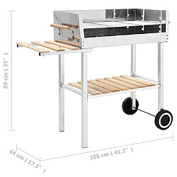 vidaXL Barbecue au charbon sur chariot Acier inoxydable et 2 étagères pas cher