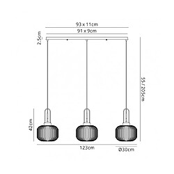 Luminaire Center Suspension 3 ampoules Chrome noir,fumé