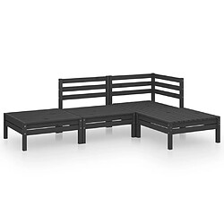 Maison Chic Salon de jardin 4 pcs - Table et chaises d'extérieur - Mobilier/Meubles de jardin Moderne Noir Bois de pin massif -MN89330