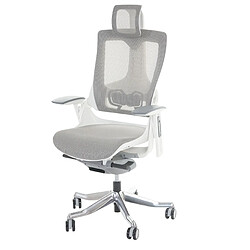 Decoshop26 Fauteuil de bureau ergonomique soutien lombaire siège pivotant et réglable revêtement en maille blanc-gris 04_0006235