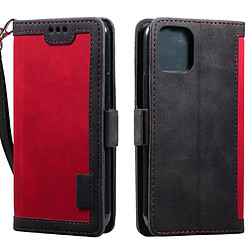 Etui en PU style d'épissage rétro avec support rouge pour votre Apple iPhone 11 6.1 pouces