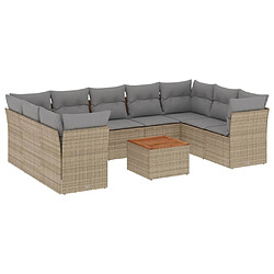 vidaXL Salon de jardin et coussins 10 pcs mélange beige résine tressée