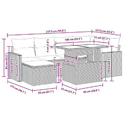 vidaXL Salon de jardin avec coussins 7 pcs gris clair résine tressée pas cher