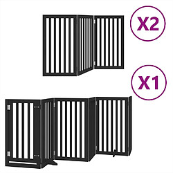 vidaXL Barrière pour chien porte pliable 12panneaux noir bois peuplier