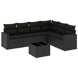 Maison Chic Salon de jardin 7 pcs avec coussins | Ensemble de Table et chaises | Mobilier d'Extérieur noir résine tressée -GKD71913