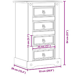 vidaXL Table de chevet Corona 53x39x84 cm bois de pin massif pas cher