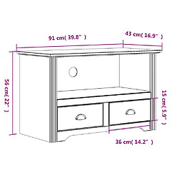 vidaXL Meuble TV avec 2 tiroirs BODO blanc bois de pin massif pas cher