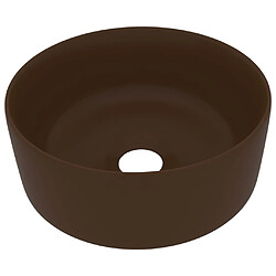 vidaXL Lavabo rond de luxe Marron foncé mat 40x15 cm Céramique